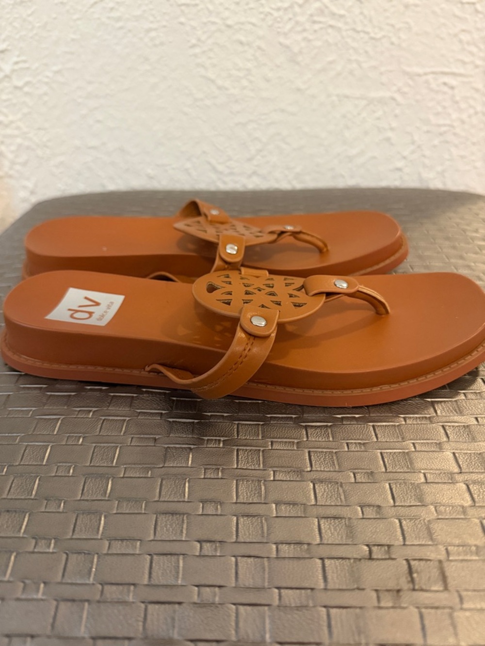DV by Dolce Vita Cognac Cutout Thong Sandals